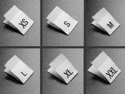 White woven size labels tabs - white,